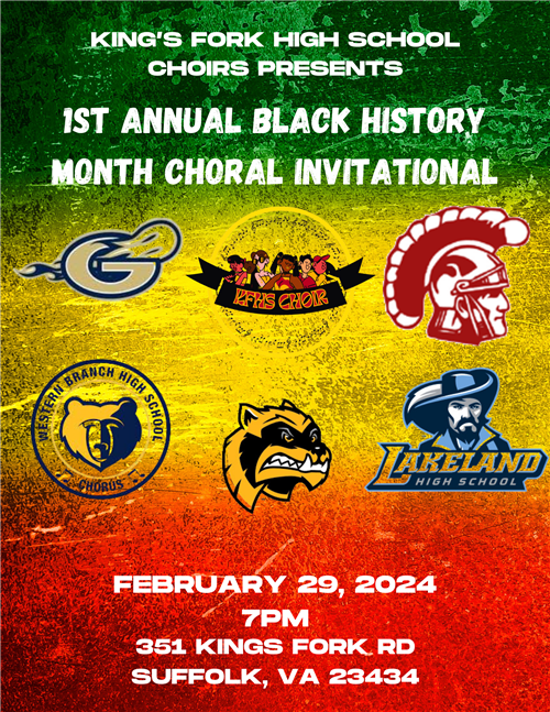 Black History Choral Invitational Feb 29, 7pm, Free Admission
